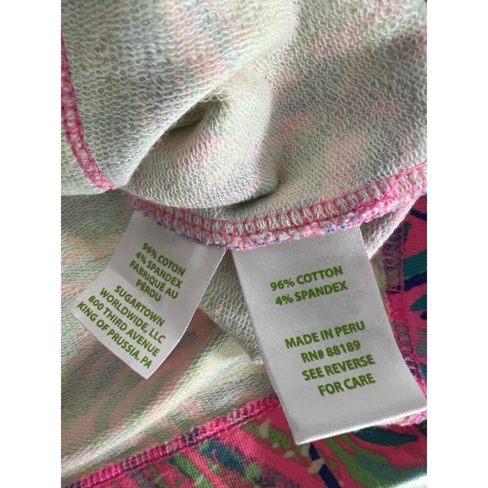 Lilly Pulitzer Girls Pullover Tropical Pink Palm Print Quarter Zip L - Picture 8 of 9